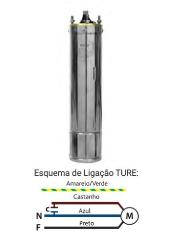 Motor 4" p/ eletrobombas submersíveis Ture DM4075S - 240v